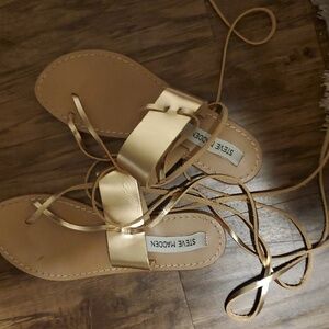 Steve Madden copper colored Open Toe Ankle Strap Tie Up Sandals 7